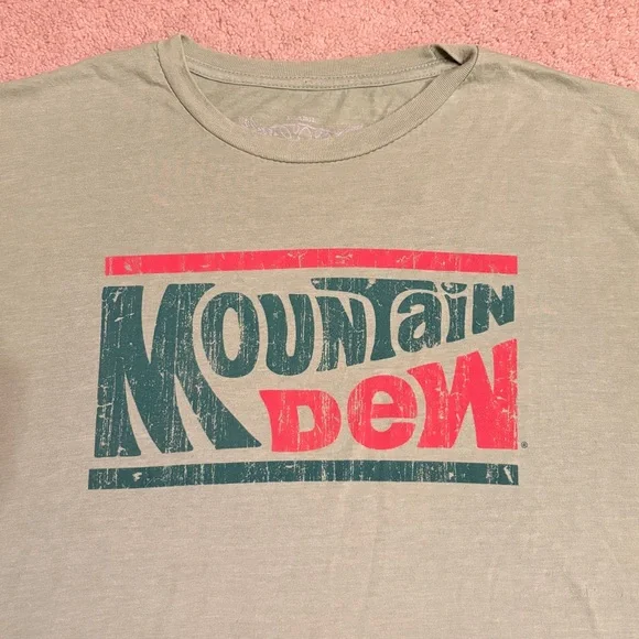 Mountain Dew Graphic T Shirt Adult XL Faded Green Short Sleeve Flaw Grunge - Picture 2 of 8